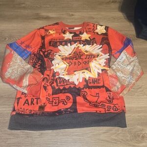 Vibrant Red Graphic Sweatshirt